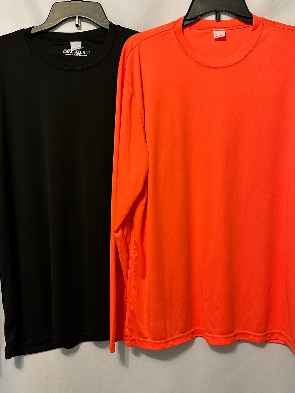 Set of 2 LS Mens Large Black Driequip Orange Sport-tek Moisture Wicking Shirts